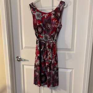 Talbots Red and Black Floral Mini Dress